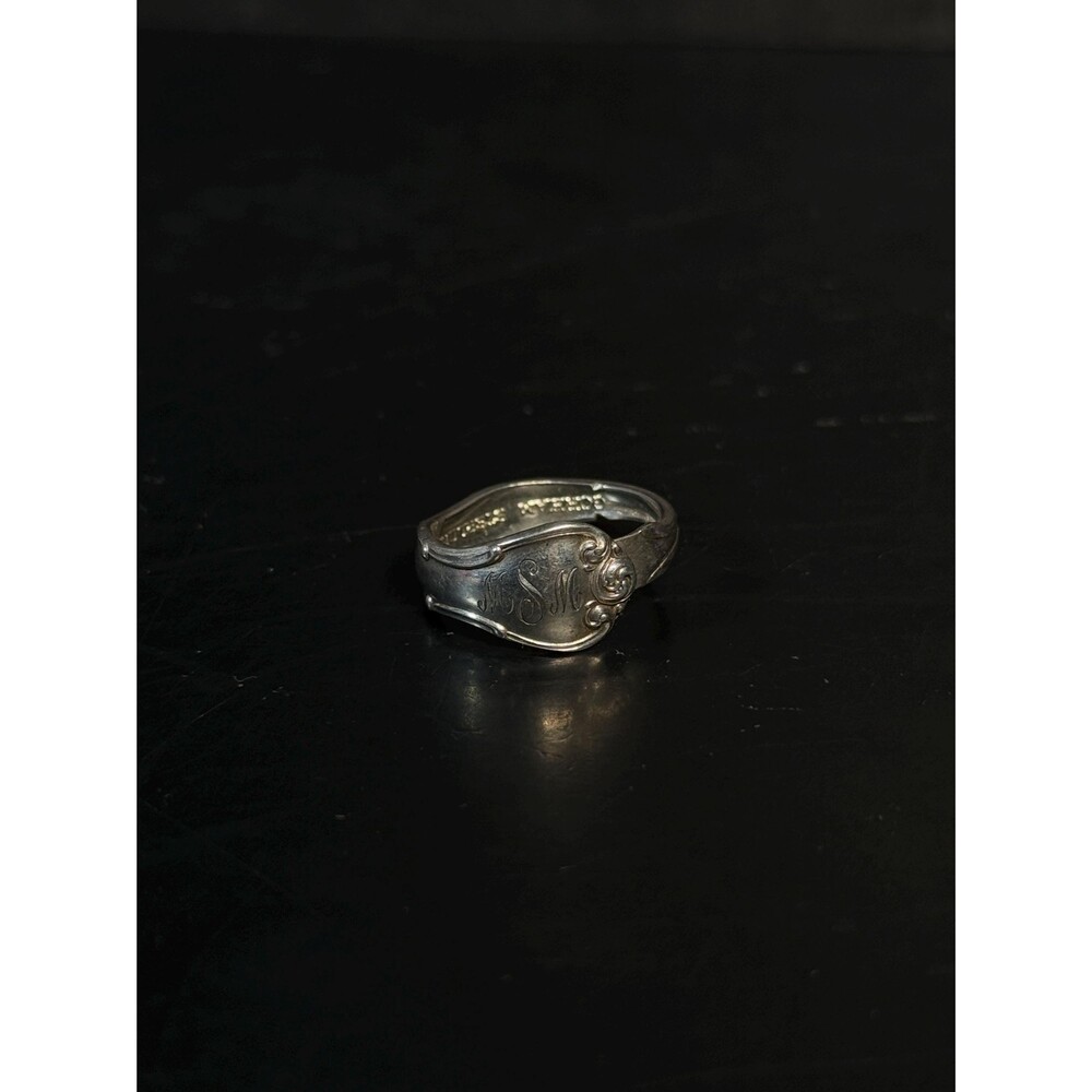 Gorham Sterling Silver Spoon Ring MSM Monogram Size 5.25
